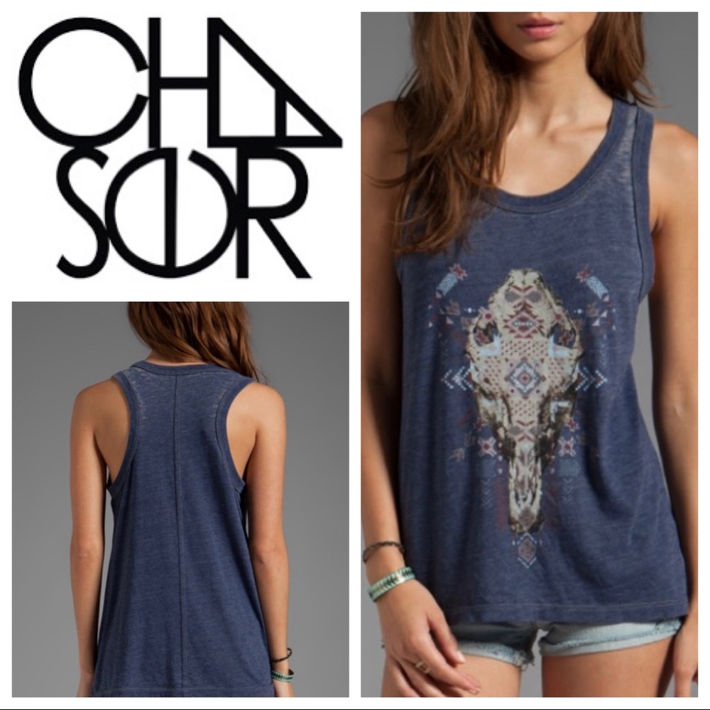 Chaser Skull Mask Triblend Deep Armhole Tank Large